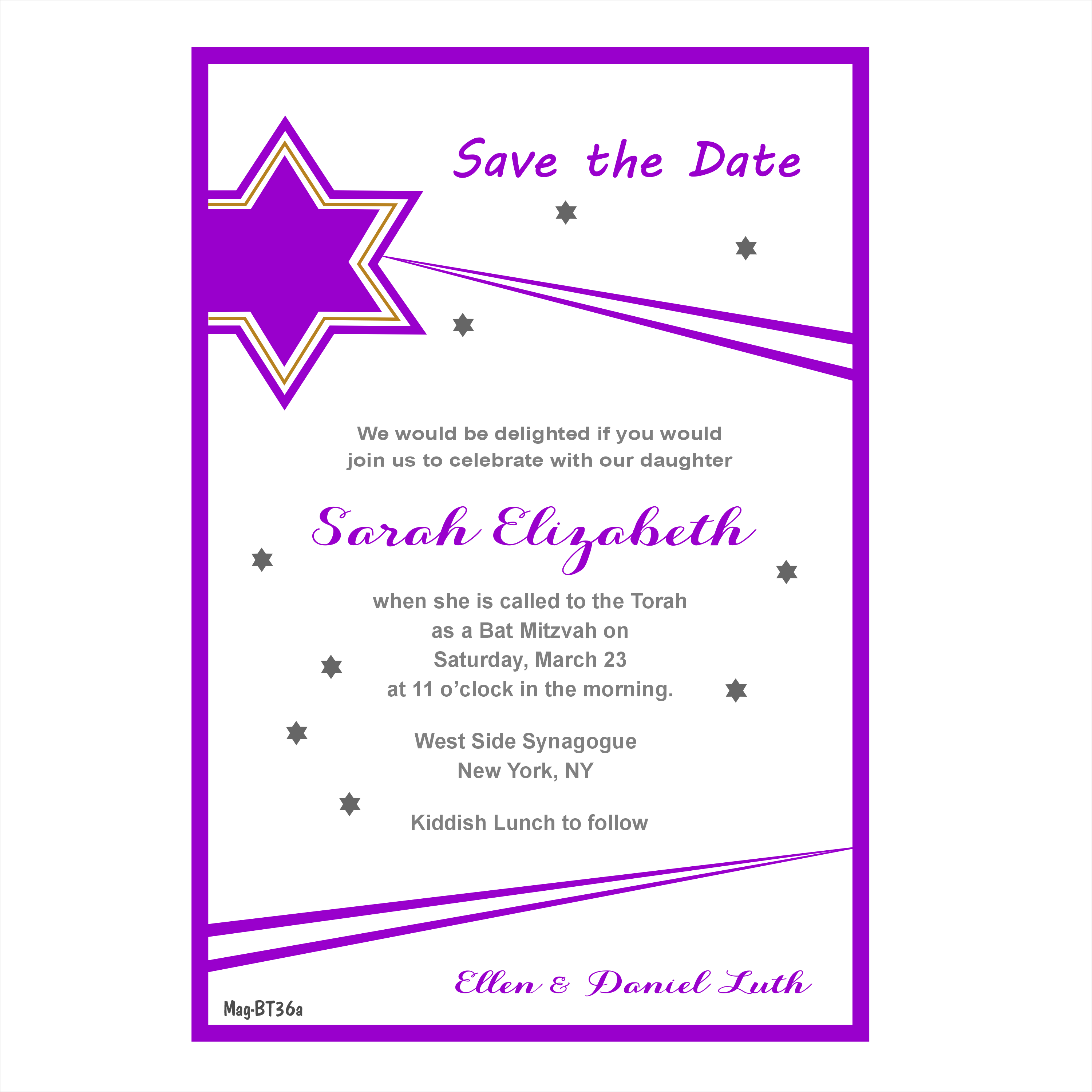 Bat Mitzvah Stars Save the Date Magnets - Magnets and Labels