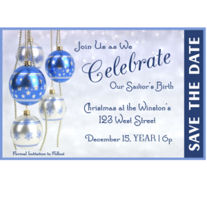 Blue and White Iridescent Christmas Save the Date Magnet