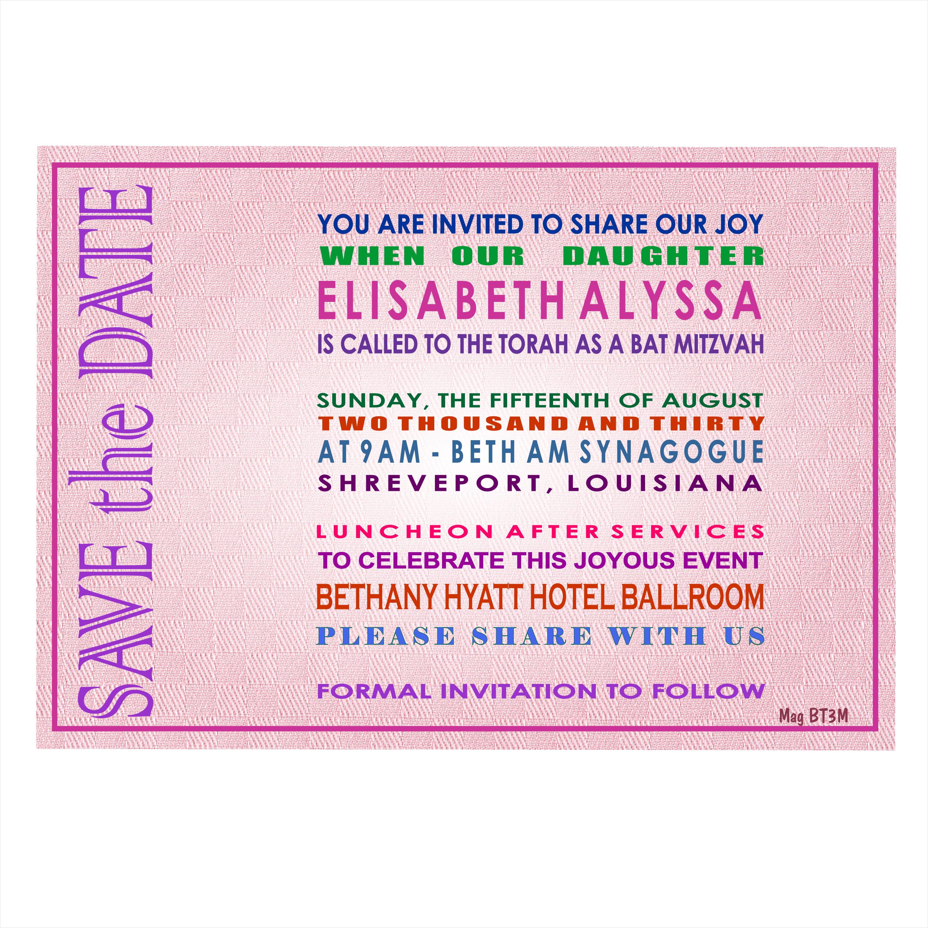 Word Art for Bat Mitzvah Save the Date Magnet - Magnets and Labels