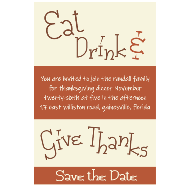 Eat Drink and Give Thanks Save The Date Magnet