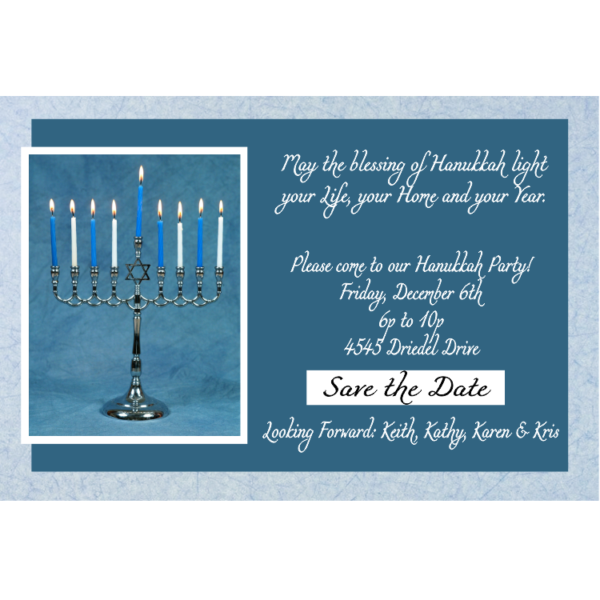 Elegant Hanukkah Menorah Save the Date Magnet