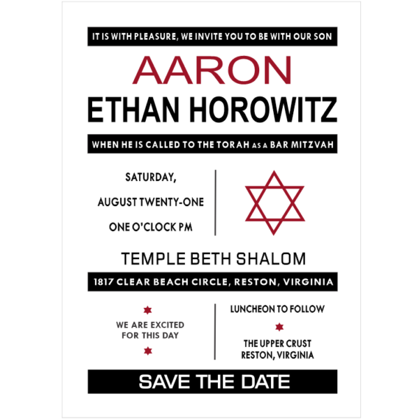 Geometric Bar Mitzvah Save The Date Magnets