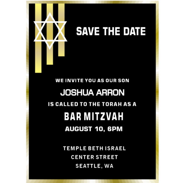 Gold Lines Bar Mitzvah Save The Date Magnets