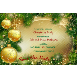 Golden Ornaments Christmas Save The Date Magnets