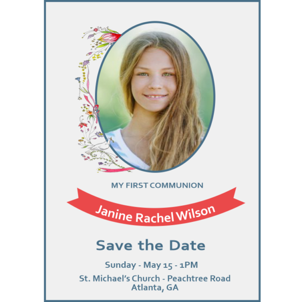Her Photo Communion Save The Date Magnets