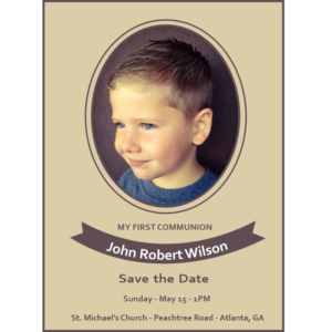 His Photo Communion Save The Date Magnets