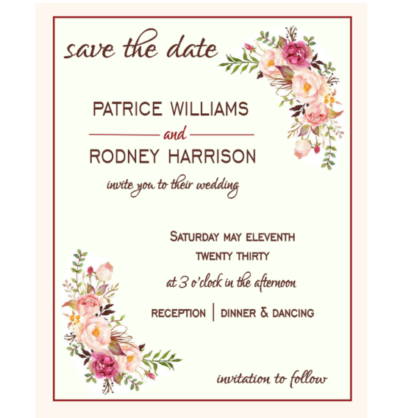 Pretty Rose Wedding Save the Date