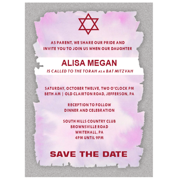 Ragged Edge Bat Mitzvah Save The Date Magnets
