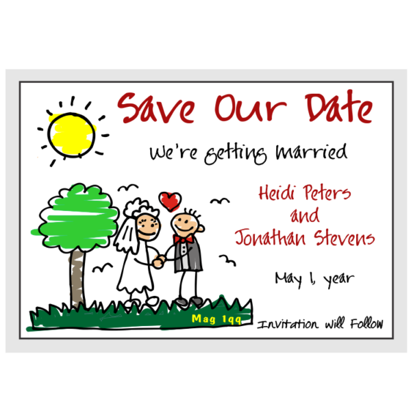 Stick Couple Wedding Save the Date Magnet
