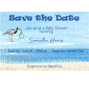 Stork at the Beach Baby Shower Save the Date Magnets