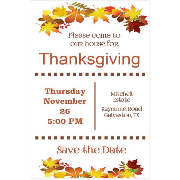 Thanksgiving Invitation Save The Date Magnet