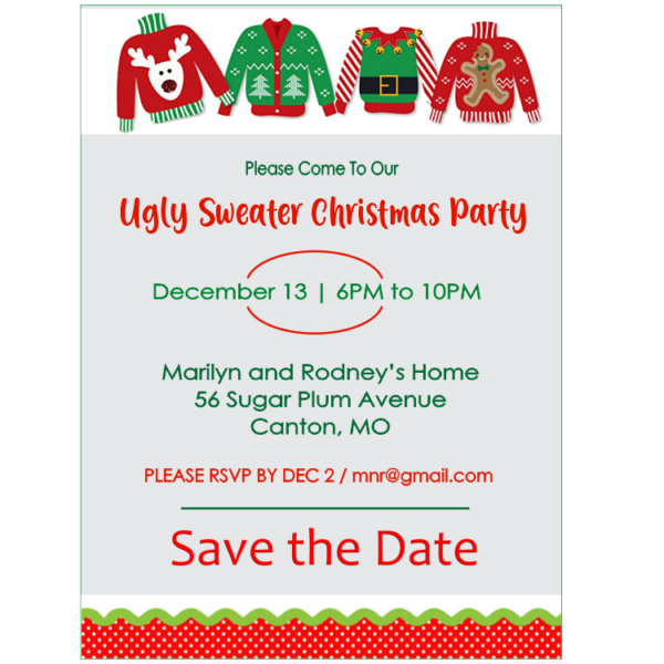 Ugly Sweater Christmas Party Save the Date Magnet