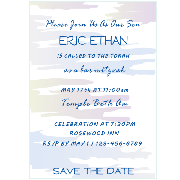 Water-Color Background Bar Mitzvah Save The Date Magnets