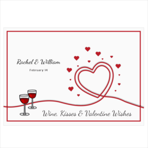 Wine, Kisses and Valentine Wishes Wine Label
