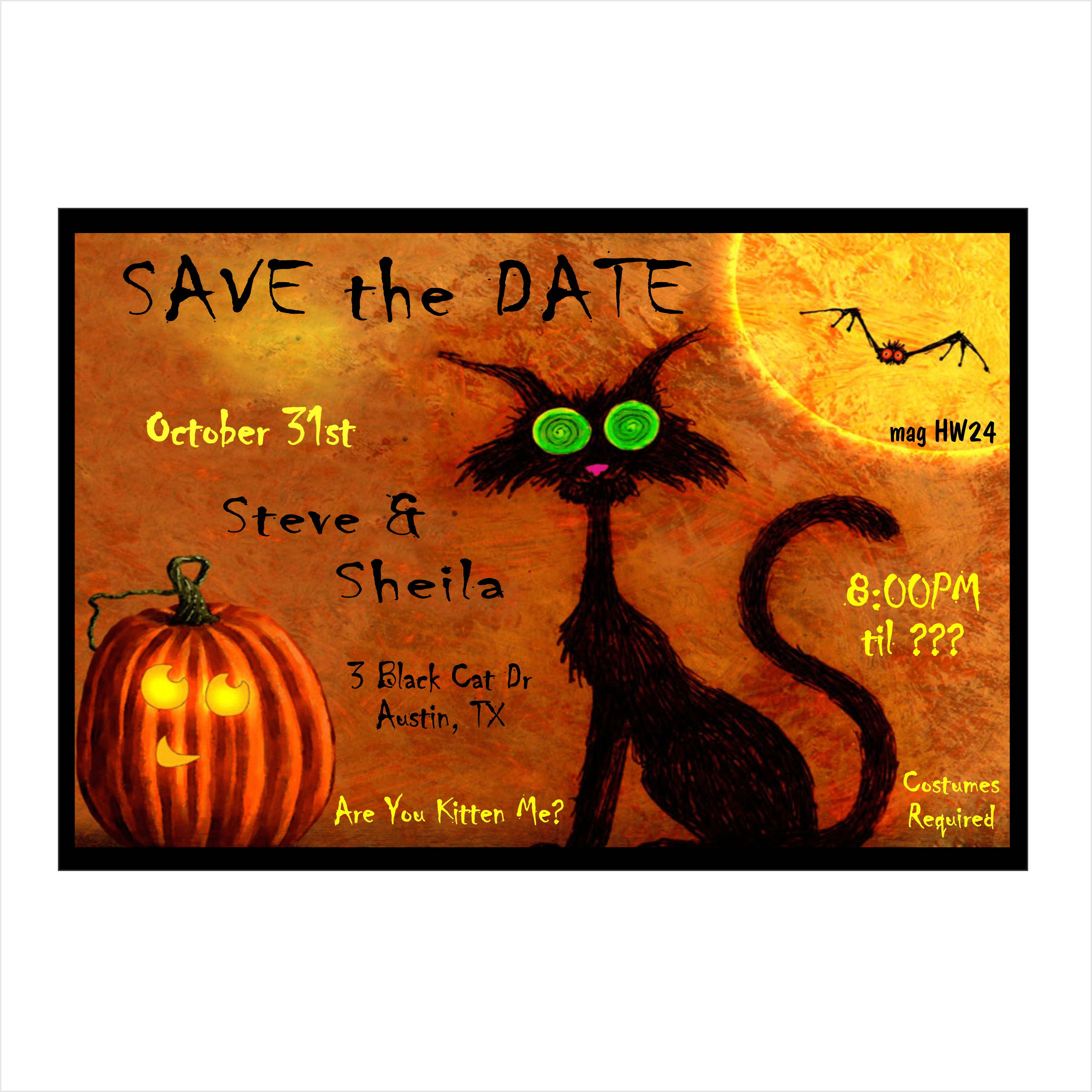 Are You Kitten Me Halloween Save The Date Magnet - Magnets and Labels