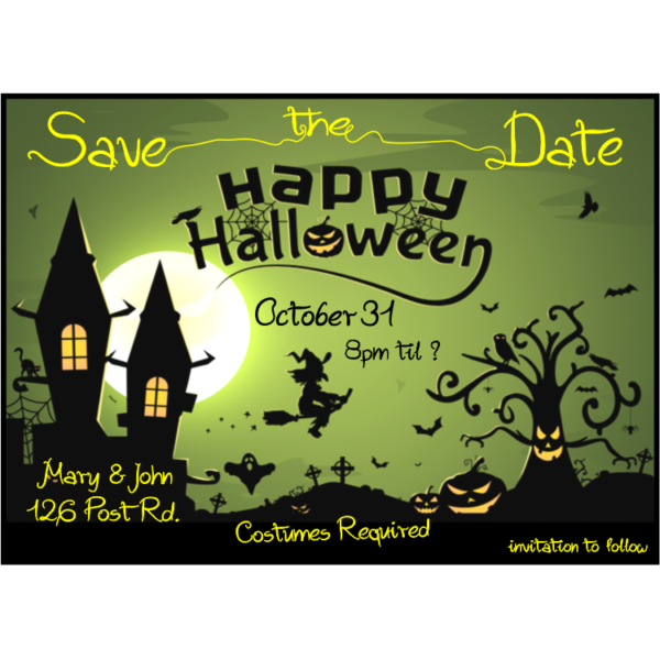 green ghouls halloween save the date magnet